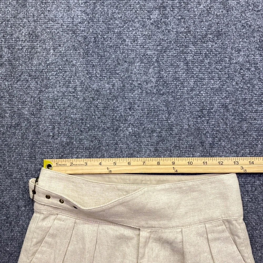 Banana Republic Petite 00 Linen Blend Herringbone Pleated Tapered Pants Beige